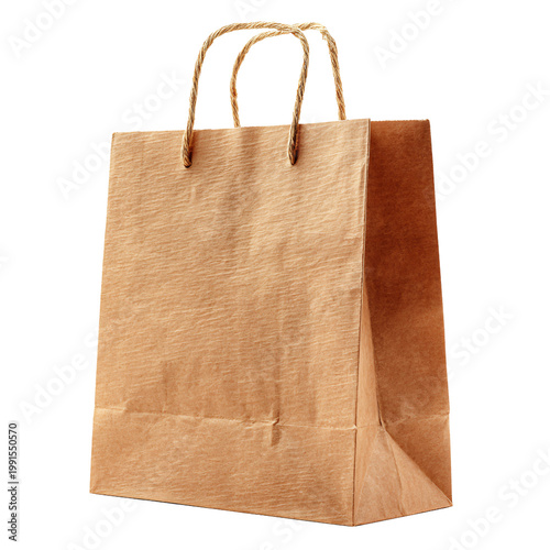 Simple Brown Paper Bag on White Background: Professional Packaging Solution Design Mockup