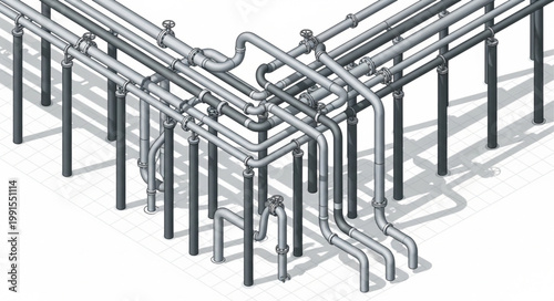 Industrial Stainless Steel Pipe Network Assembly System.