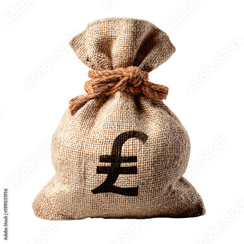 High-Quality Money Bag with Pound Symbol Isolated PNG for Professional Use