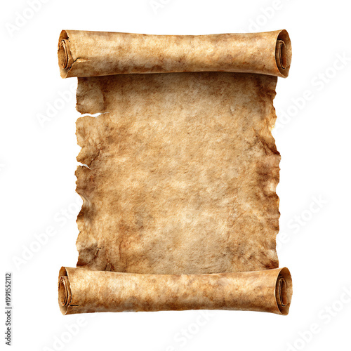 Vintage Parchment Scroll PNG - Isolated on Transparent Background - High Quality