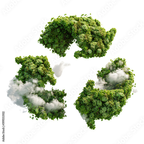 Recycle Symbol in a Cloud PNG Isolated on Transparent Background - Professional Eco-Friendly Image for Design Projects