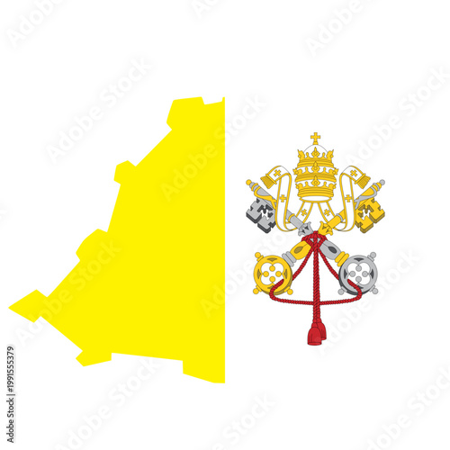 Tablou pe pânză Vatican Flag in Map Shape