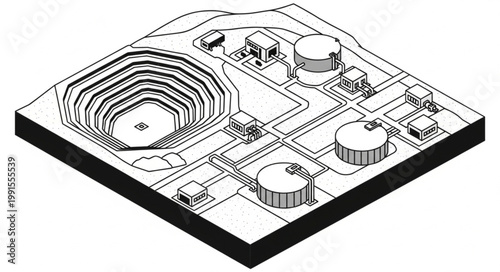 Isometric Circuit Board Illustration with Electronic Components.