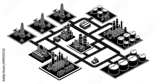 Isometric Cityscape Board Game with Buildings and Roads.