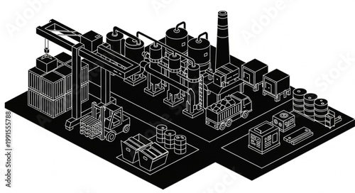 Isometric Cityscape Illustration Showing Urban Infrastructure.