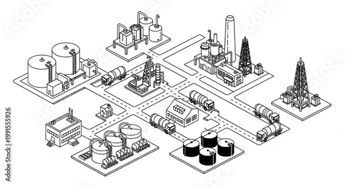 Isometric Cityscape Illustration with Buildings and Infrastructure.