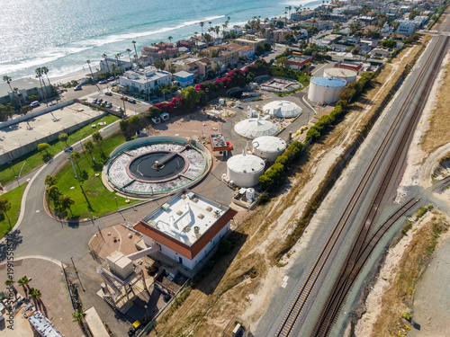 Картината върху платно Aerial View Of Wastewater Treatment Plant Facility In Oceanside California