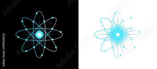 Atomic Orbit Model with Electrons and Nucleus Isolated on Transparent Background