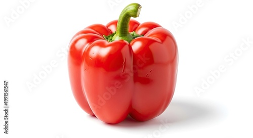 Vibrant red bell pepper isolated on white background for culinary and design uses