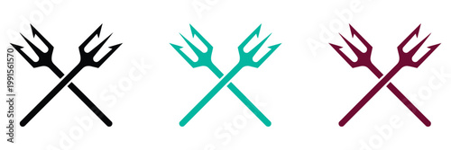 Tableau sur toile Mythological, trident crossed icon set, vector illustration, ancient weapon symb