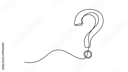 A Single Continuous Line Drawing of a Question Mark. Continuous line style. Hand drawn. Line art. Vector design. illustration