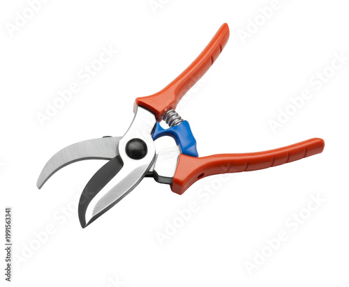 Orange Handled Garden Pruner on White Background