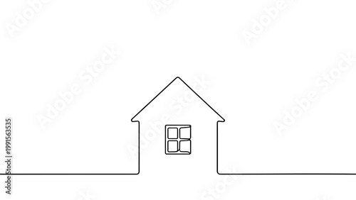 Minimalist One Line Art House Home Property Concept Simple Living Transparent PNG for Real Estate and Design