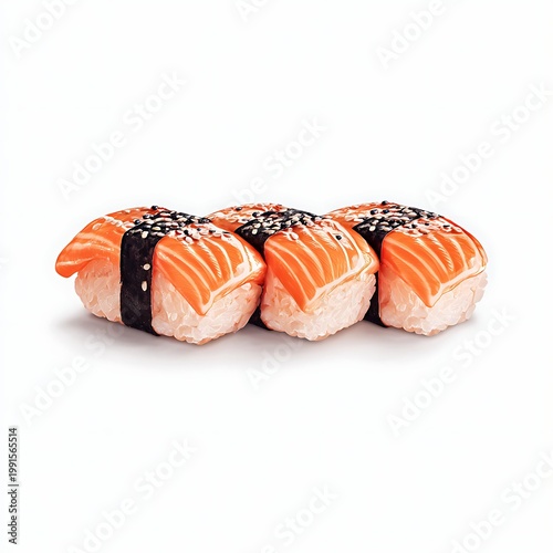  sushi salmon nigiri maki on transparent isolated xon with white background