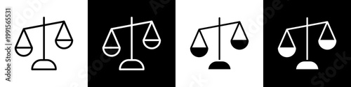 Justice Scale black and white icon design concept