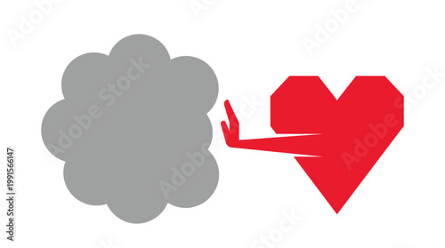 Concept illustration of cigarette smoke affecting a red human heart
