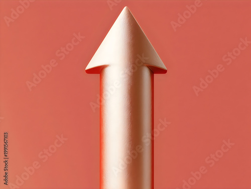 Orange Arrow Pointing Up Against Red Background