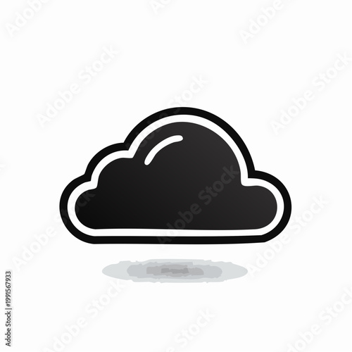 Black Cloud Vector Icon Illustration on White Background