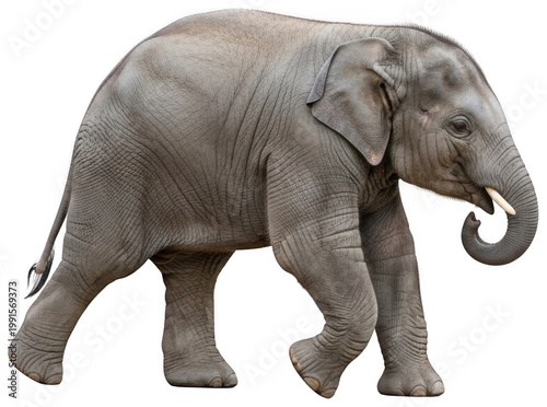 Young elephant png Grey calf cutout Wild mammal png Asian pachyderm cutout Baby animal png Large creature cutout Majestic tusker png Strong proboscidean cutout isolated transparent background image