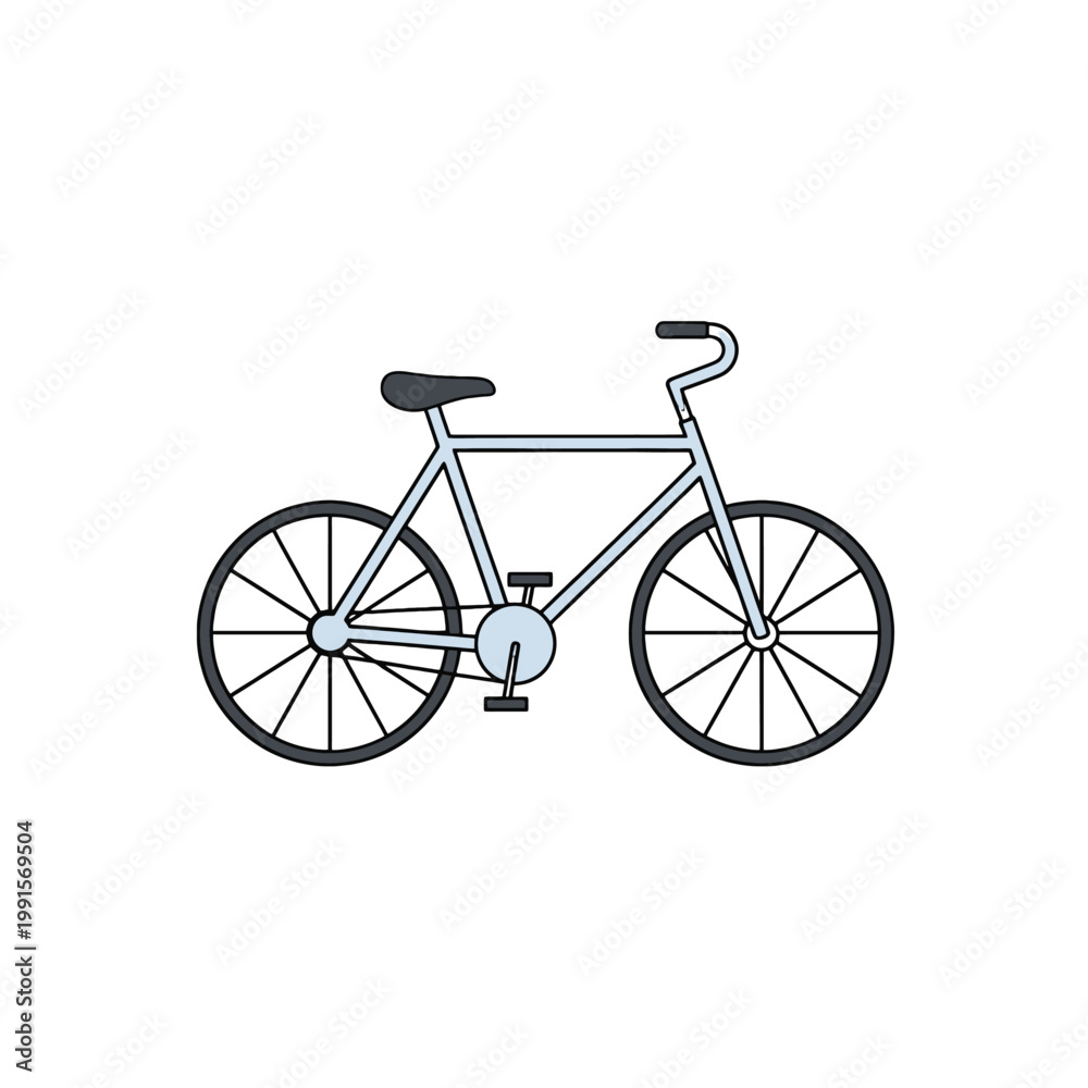 Fototapeta premium A simple illustration of a bicycle with two wheels, a seat and handlebars on a white background