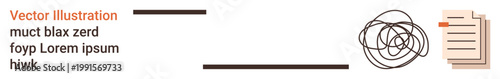 Problem-solving, complexity, decision-making, bureaucracy, workflow analysis, data visualization. Scribbled lines next to a document. Complexity and problem-solving concept