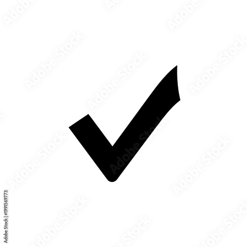 A simple black check mark symbol on a white background, representing approval