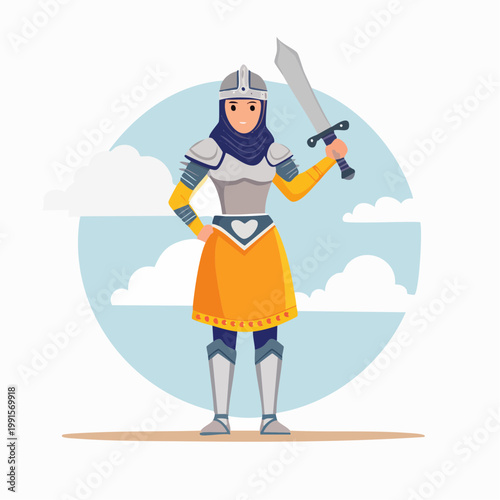Woman Knight in Armor with Sword