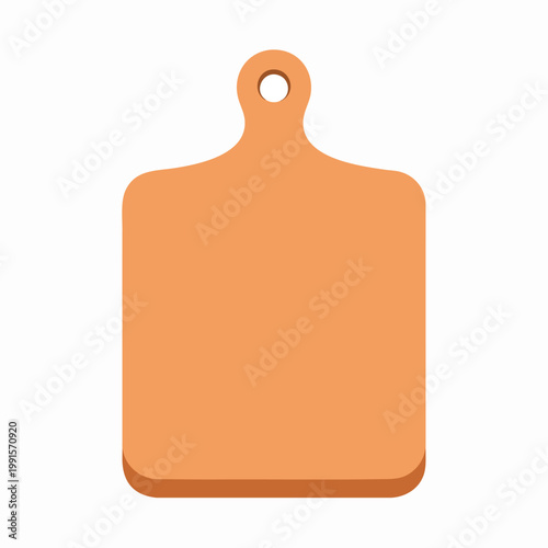 An illustration shows a simple orange cutting board with a hole.