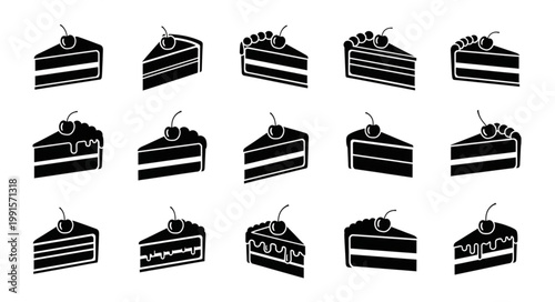 Collection of Sliced Cakes with Cherries on Top.