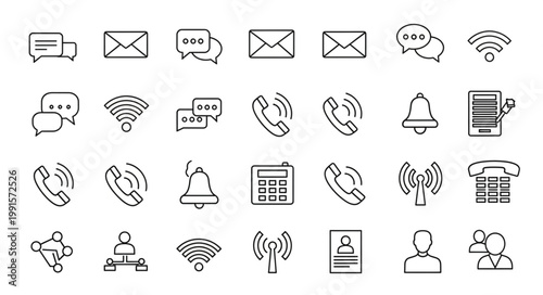 Collection of communication icons in a grid layout.