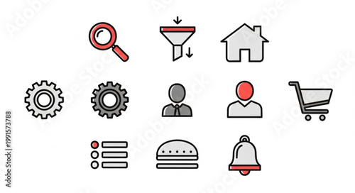 Collection of flat design icons for web and mobile applications.