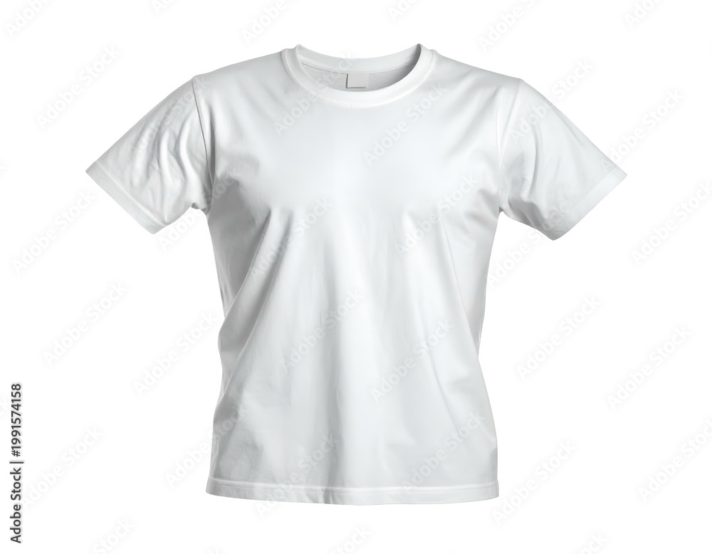 Naklejka premium Plain white short-sleeved t-shirt against a stark white background