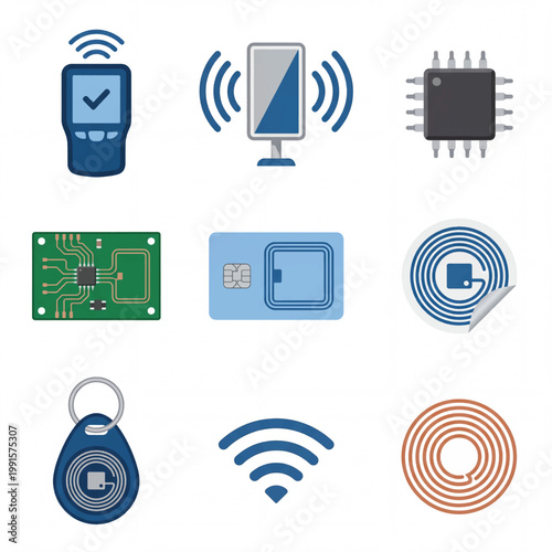 Collection of RFID technology and components for identification.