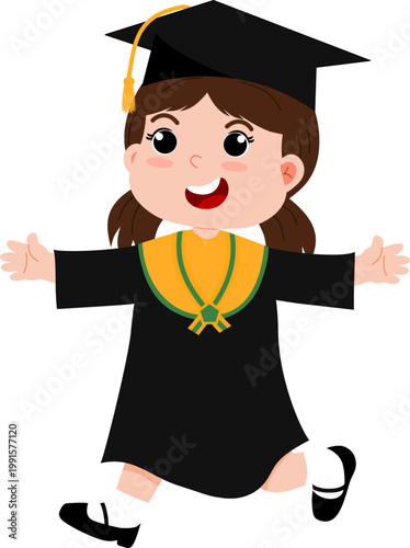 Happy girl in graduation gown