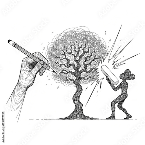 hand drawn vector illustration of a tree