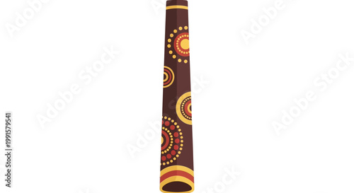 Traditional Australian Aboriginal Didgeridoo Musical Instrument Isolated.