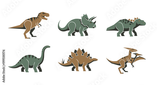 Cartoon dinosaurs set illustration isolated on white background vector