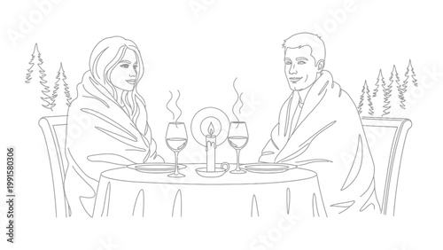 Couple enjoying a romantic dinner date.