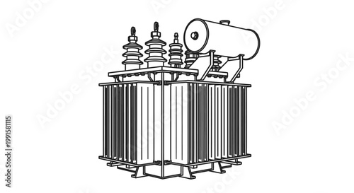 Electrical transformer illustration isolated on white background for design and concept