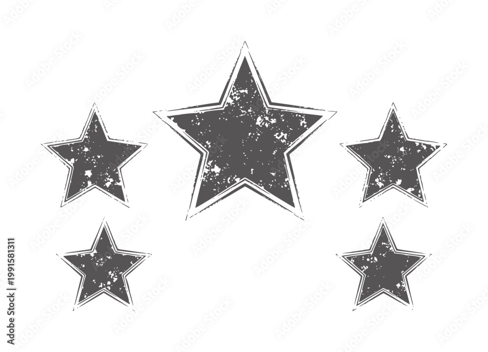 Obraz premium Five black grunge texture stars white