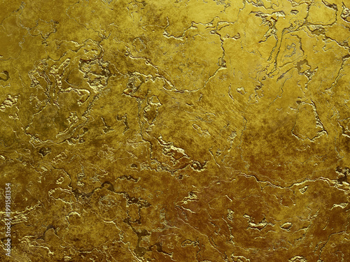 Obraz na plátně Reflective rough gold surface with high relief and shiny metallic highlights
