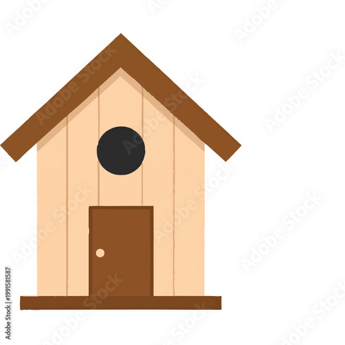 Adobe Illustrator Artwork of Simple Wooden Birdhouse with Perch