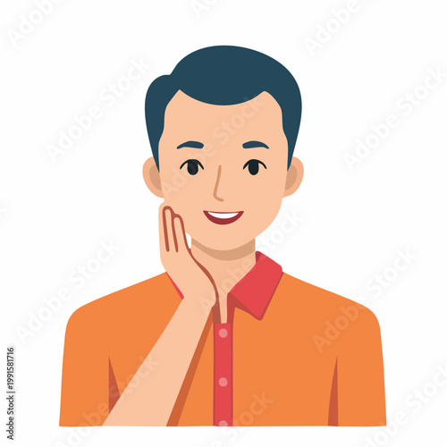 Man with hand on cheek