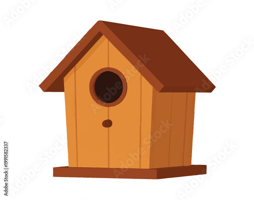 Adobe Illustrator Artwork of Rustic Wooden Birdhouse with Perch