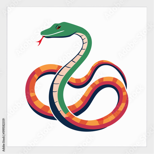 Stylized Snake Illustration with Colorful Body
