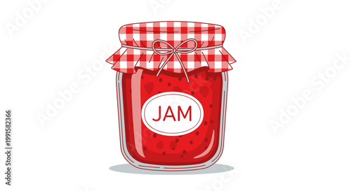 Jar of red jam isolated on white background for culinary and food concepts