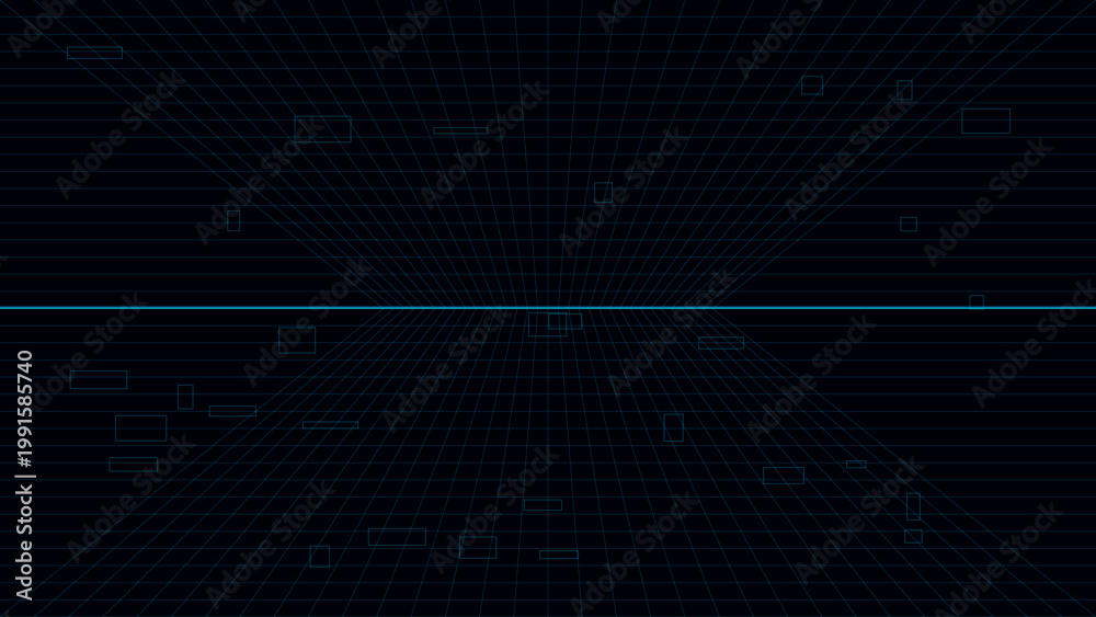Obraz premium Abstract futuristic blue neon perspective grid background for technology, science fiction, and digital connectivity concepts