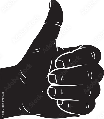 Black thumbs up hand gesture approval