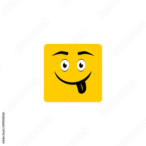 Delicious smiley emoticon with mouth licking tongue.