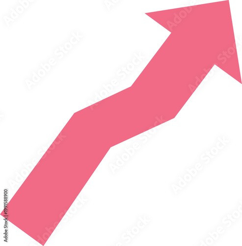 折れているピンクの上昇矢印